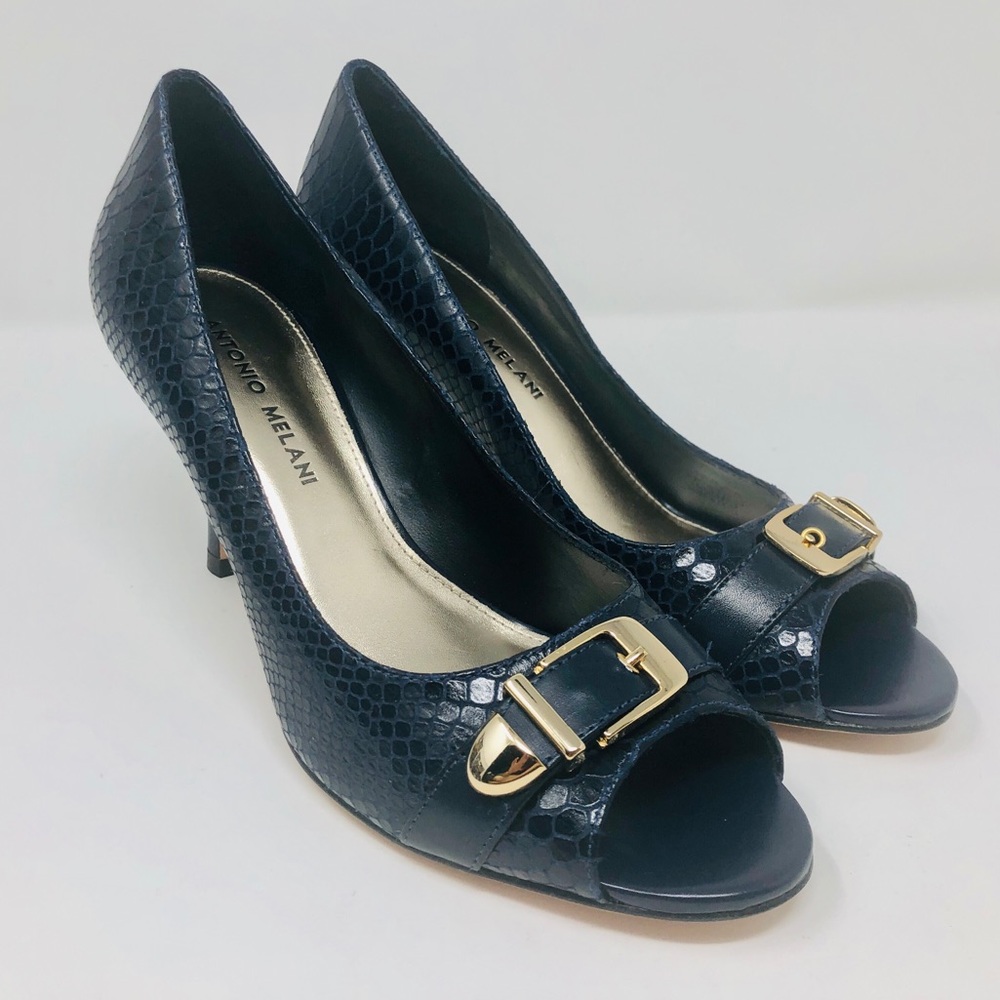 ANTONIO MELANI NAVY HEEL SIZE 7.5